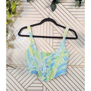 WHITE FOX Women's Tie Dye Bustier Corset Green Blue White Clasp Size Small